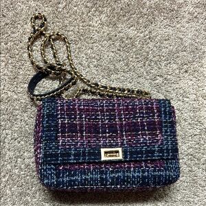 White House Black Market Tweed Crossbody Bag with Chain Strap